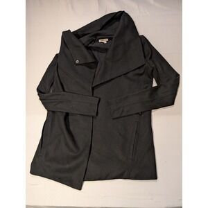 Helmut Lang Womens Small Black Wool Blend Drape Collar Asymmetrical Wrap Jacket